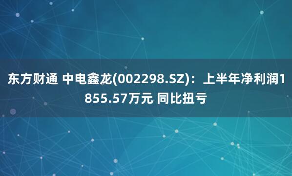 东方财通 中电鑫龙(002298.SZ)：上半年净利润1855.57万元 同比扭亏